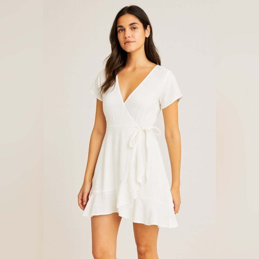 NWT Abercrombie & Fitch Dress Size XS White Wrap Dress 100% Cotton